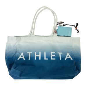 NWOT Athleta Tote Blue Ombre Canvas Large Logo Beach Gym Yoga Shopping Bag